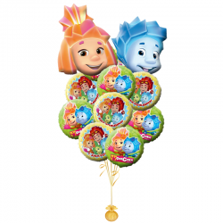 «Фиксики» композиция из 8воздушных шаров